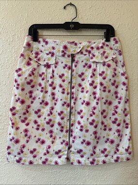 Nicole by Nicole miller White Floral Zip-Front Skirt